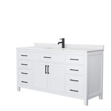 Load image into Gallery viewer, Wyndham Beckett 66 Inch Single Bathroom Vanity in White, White Cultured Marble Countertop, Undermount Square Sink, Matte Black Trim- Wyndham