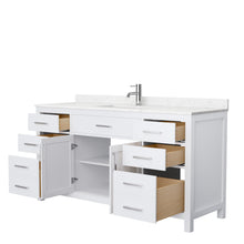 Load image into Gallery viewer, Wyndham Beckett 66 Inch Single Bathroom Vanity in White, Carrara Cultured Marble Countertop, Undermount Square Sink, No Mirror- Wyndham
