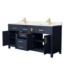 Load image into Gallery viewer, Wyndham Beckett 72 Inch Double Bathroom Vanity in Dark Blue, Carrara Cultured Marble Countertop, Undermount Square Sinks, No Mirror- Wyndham