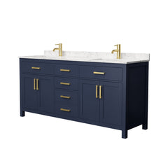 Load image into Gallery viewer, Wyndham Beckett 72 Inch Double Bathroom Vanity in Dark Blue, Carrara Cultured Marble Countertop, Undermount Square Sinks, No Mirror- Wyndham