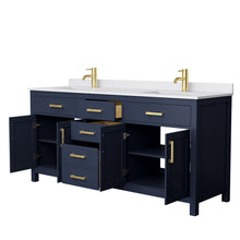 Load image into Gallery viewer, Wyndham Beckett 72 Inch Double Bathroom Vanity in Dark Blue, White Cultured Marble Countertop, Undermount Square Sinks, No Mirror- Wyndham