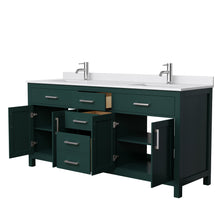 Load image into Gallery viewer, Wyndham Beckett 72 Inch Double Bathroom Vanity in Green, White Cultured Marble Countertop, Undermount Square Sinks, Brushed Nickel Trim- Wyndham