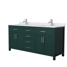 Load image into Gallery viewer, Wyndham Beckett 72 Inch Double Bathroom Vanity in Green, White Cultured Marble Countertop, Undermount Square Sinks, Brushed Nickel Trim- Wyndham