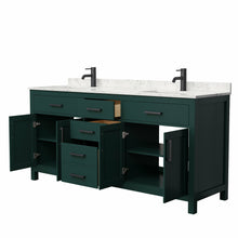 Load image into Gallery viewer, Wyndham Beckett 72 Inch Double Bathroom Vanity in Green, Carrara Cultured Marble Countertop, Undermount Square Sinks, Matte Black Trim- Wyndham