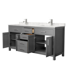 Load image into Gallery viewer, Wyndham Beckett 72 Inch Double Bathroom Vanity in Dark Gray, Carrara Cultured Marble Countertop, Undermount Square Sinks, No Mirror- Wyndham