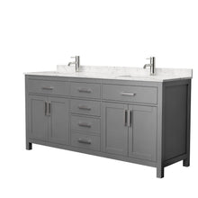 Load image into Gallery viewer, Wyndham Beckett 72 Inch Double Bathroom Vanity in Dark Gray, Carrara Cultured Marble Countertop, Undermount Square Sinks, No Mirror- Wyndham
