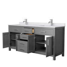 Load image into Gallery viewer, Wyndham Beckett 72 Inch Double Bathroom Vanity in Dark Gray, White Cultured Marble Countertop, Undermount Square Sinks, No Mirror- Wyndham
