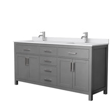 Load image into Gallery viewer, Wyndham Beckett 72 Inch Double Bathroom Vanity in Dark Gray, White Cultured Marble Countertop, Undermount Square Sinks, No Mirror- Wyndham