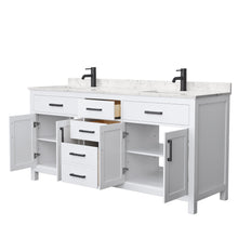 Load image into Gallery viewer, Wyndham Beckett 72 Inch Double Bathroom Vanity in White, Carrara Cultured Marble Countertop, Undermount Square Sinks, Matte Black Trim- Wyndham