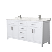 Load image into Gallery viewer, Wyndham Beckett 72 Inch Double Bathroom Vanity in White, Carrara Cultured Marble Countertop, Undermount Square Sinks, No Mirror- Wyndham