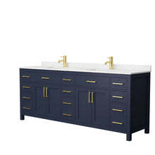 Load image into Gallery viewer, Wyndham Beckett 84 Inch Double Bathroom Vanity in Dark Blue, Carrara Cultured Marble Countertop, Undermount Square Sinks, No Mirror- Wyndham