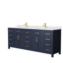 Load image into Gallery viewer, Wyndham Beckett 84 Inch Double Bathroom Vanity in Dark Blue, White Cultured Marble Countertop, Undermount Square Sinks, No Mirror- Wyndham
