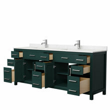 Load image into Gallery viewer, Wyndham Beckett 84 Inch Double Bathroom Vanity in Green, Carrara Cultured Marble Countertop, Undermount Square Sinks, Brushed Nickel Trim- Wyndham