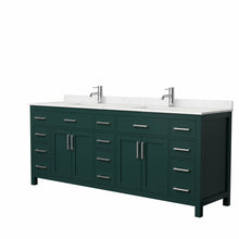 Load image into Gallery viewer, Wyndham Beckett 84 Inch Double Bathroom Vanity in Green, Carrara Cultured Marble Countertop, Undermount Square Sinks, Brushed Nickel Trim- Wyndham
