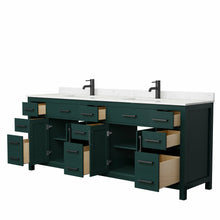 Load image into Gallery viewer, Wyndham Beckett 84 Inch Double Bathroom Vanity in Green, Carrara Cultured Marble Countertop, Undermount Square Sinks, Matte Black Trim- Wyndham