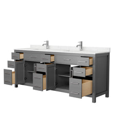 Load image into Gallery viewer, Wyndham Beckett 84 Inch Double Bathroom Vanity in Dark Gray, Carrara Cultured Marble Countertop, Undermount Square Sinks, No Mirror- Wyndham