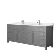 Load image into Gallery viewer, Wyndham Beckett 84 Inch Double Bathroom Vanity in Dark Gray, Carrara Cultured Marble Countertop, Undermount Square Sinks, No Mirror- Wyndham