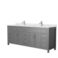 Load image into Gallery viewer, Wyndham Beckett 84 Inch Double Bathroom Vanity in Dark Gray, White Cultured Marble Countertop, Undermount Square Sinks, No Mirror- Wyndham