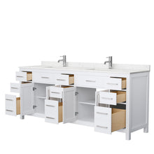 Load image into Gallery viewer, Wyndham Beckett 84 Inch Double Bathroom Vanity in White, Carrara Cultured Marble Countertop, Undermount Square Sinks, No Mirror- Wyndham