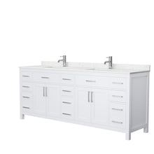 Load image into Gallery viewer, Wyndham Beckett 84 Inch Double Bathroom Vanity in White, Carrara Cultured Marble Countertop, Undermount Square Sinks, No Mirror- Wyndham