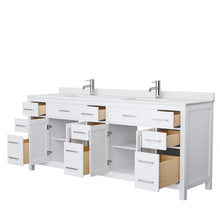 Load image into Gallery viewer, Wyndham Beckett 84 Inch Double Bathroom Vanity in White, White Cultured Marble Countertop, Undermount Square Sinks, No Mirror- Wyndham