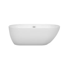 Load image into Gallery viewer, Wyndham Melissa 60 Inch Freestanding Bathtub in White with Polished Chrome Drain and Overflow Trim- Wyndham