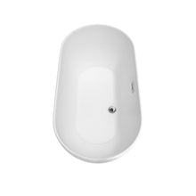 Load image into Gallery viewer, Wyndham Melissa 60 Inch Freestanding Bathtub in White with Polished Chrome Drain and Overflow Trim- Wyndham