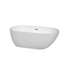 Load image into Gallery viewer, Wyndham Melissa 60 Inch Freestanding Bathtub in White with Brushed Nickel Drain and Overflow Trim- Wyndham