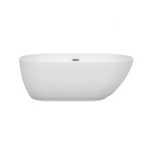 Load image into Gallery viewer, Wyndham Melissa 60 Inch Freestanding Bathtub in White with Brushed Nickel Drain and Overflow Trim- Wyndham