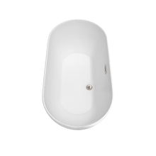 Load image into Gallery viewer, Wyndham Melissa 60 Inch Freestanding Bathtub in White with Brushed Nickel Drain and Overflow Trim- Wyndham