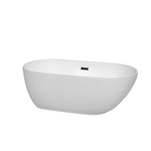 Load image into Gallery viewer, Wyndham Melissa 60 Inch Freestanding Bathtub in White with Matte Black Drain and Overflow Trim- Wyndham