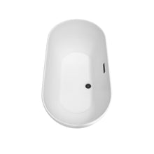 Load image into Gallery viewer, Wyndham Melissa 60 Inch Freestanding Bathtub in White with Matte Black Drain and Overflow Trim- Wyndham