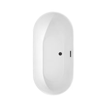 Load image into Gallery viewer, Wyndham Melissa 60 Inch Freestanding Bathtub in White with Floor Mounted Faucet, Drain and Overflow Trim in Matte Black- Wyndham