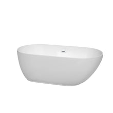 Load image into Gallery viewer, Wyndham Melissa 60 Inch Freestanding Bathtub in White with Shiny White Drain and Overflow Trim- Wyndham