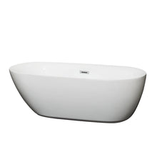 Load image into Gallery viewer, Wyndham Melissa 65 Inch Freestanding Bathtub in White with Polished Chrome Drain and Overflow Trim- Wyndham