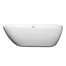Load image into Gallery viewer, Wyndham Melissa 65 Inch Freestanding Bathtub in White with Polished Chrome Drain and Overflow Trim- Wyndham