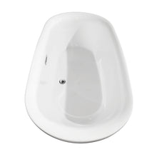 Load image into Gallery viewer, Wyndham Melissa 65 Inch Freestanding Bathtub in White with Floor Mounted Faucet, Drain and Overflow Trim in Polished Chrome- Wyndham