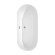 Load image into Gallery viewer, Wyndham Melissa 65 Inch Freestanding Bathtub in White with Floor Mounted Faucet, Drain and Overflow Trim in Polished Chrome- Wyndham