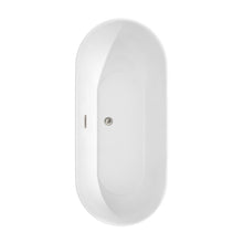 Load image into Gallery viewer, Wyndham Melissa 65 Inch Freestanding Bathtub in White with Floor Mounted Faucet, Drain and Overflow Trim in Brushed Nickel- Wyndham