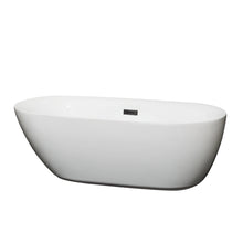 Load image into Gallery viewer, Wyndham Melissa 65 Inch Freestanding Bathtub in White with Matte Black Drain and Overflow Trim- Wyndham