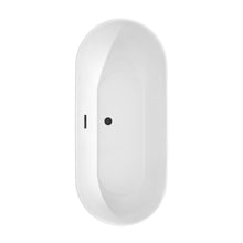 Load image into Gallery viewer, Wyndham Melissa 65 Inch Freestanding Bathtub in White with Floor Mounted Faucet, Drain and Overflow Trim in Matte Black- Wyndham