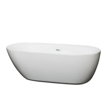 Load image into Gallery viewer, Wyndham Melissa 65 Inch Freestanding Bathtub in White with Shiny White Drain and Overflow Trim- Wyndham