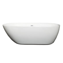 Load image into Gallery viewer, Wyndham Melissa 65 Inch Freestanding Bathtub in White with Shiny White Drain and Overflow Trim- Wyndham