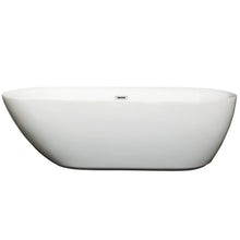 Load image into Gallery viewer, Wyndham Melissa 71 Inch Freestanding Bathtub in White with Polished Chrome Drain and Overflow Trim- Wyndham