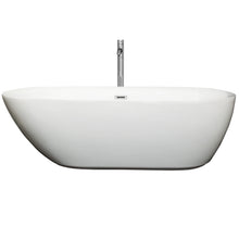 Load image into Gallery viewer, Wyndham Melissa 71 Inch Freestanding Bathtub in White with Floor Mounted Faucet, Drain and Overflow Trim in Polished Chrome- Wyndham