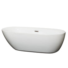 Load image into Gallery viewer, Wyndham Melissa 71 Inch Freestanding Bathtub in White with Brushed Nickel Drain and Overflow Trim- Wyndham