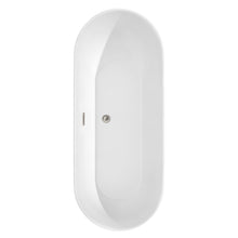 Load image into Gallery viewer, Wyndham Melissa 71 Inch Freestanding Bathtub in White with Floor Mounted Faucet, Drain and Overflow Trim in Brushed Nickel- Wyndham