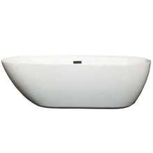 Load image into Gallery viewer, Wyndham Melissa 71 Inch Freestanding Bathtub in White with Matte Black Drain and Overflow Trim- Wyndham