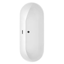 Load image into Gallery viewer, Wyndham Melissa 71 Inch Freestanding Bathtub in White with Matte Black Drain and Overflow Trim- Wyndham