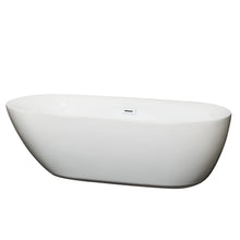 Load image into Gallery viewer, Wyndham Melissa 71 Inch Freestanding Bathtub in White with Shiny White Drain and Overflow Trim- Wyndham
